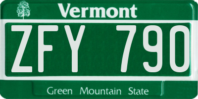 VT license plate ZFY790