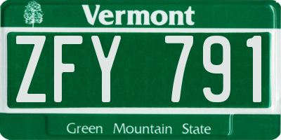 VT license plate ZFY791