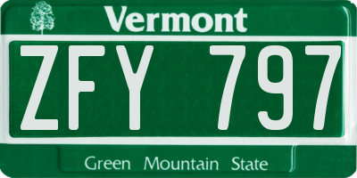 VT license plate ZFY797