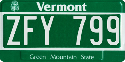 VT license plate ZFY799