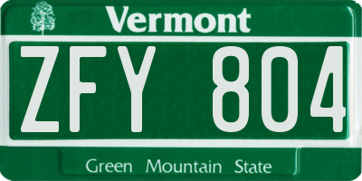 VT license plate ZFY804