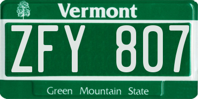 VT license plate ZFY807