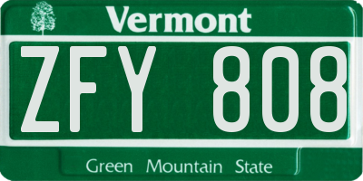 VT license plate ZFY808