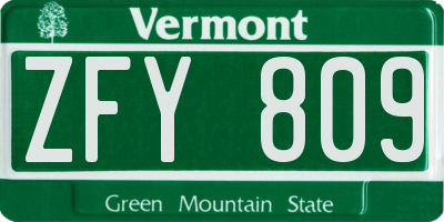 VT license plate ZFY809