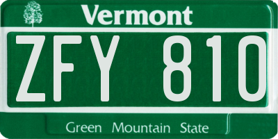 VT license plate ZFY810