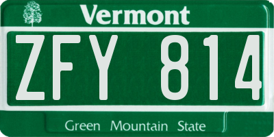 VT license plate ZFY814