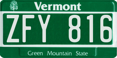 VT license plate ZFY816