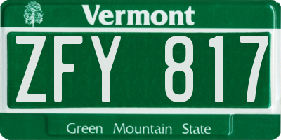 VT license plate ZFY817