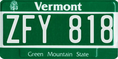 VT license plate ZFY818