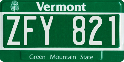 VT license plate ZFY821