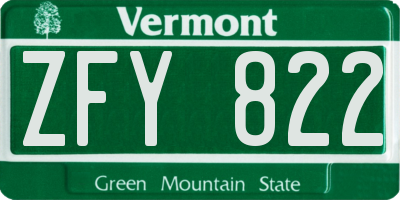 VT license plate ZFY822