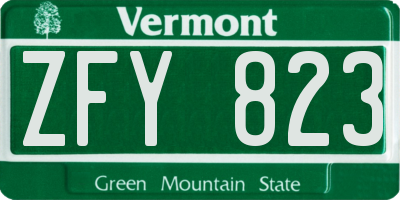 VT license plate ZFY823