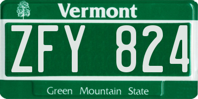 VT license plate ZFY824