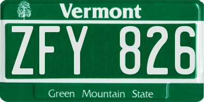 VT license plate ZFY826