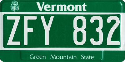 VT license plate ZFY832