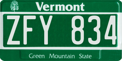 VT license plate ZFY834