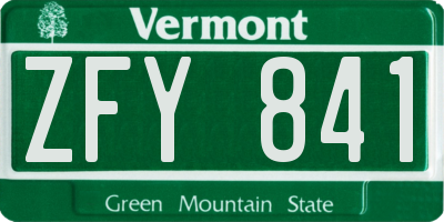 VT license plate ZFY841