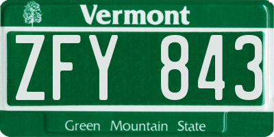 VT license plate ZFY843