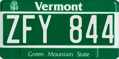 VT license plate ZFY844
