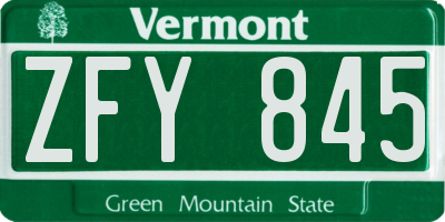 VT license plate ZFY845