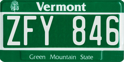 VT license plate ZFY846