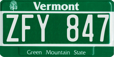 VT license plate ZFY847