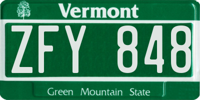 VT license plate ZFY848