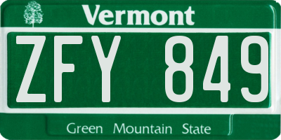 VT license plate ZFY849