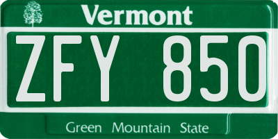 VT license plate ZFY850