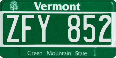 VT license plate ZFY852