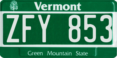 VT license plate ZFY853
