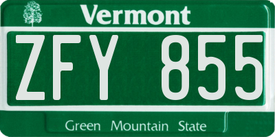 VT license plate ZFY855