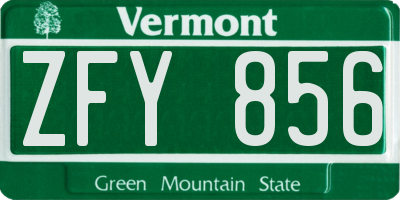 VT license plate ZFY856