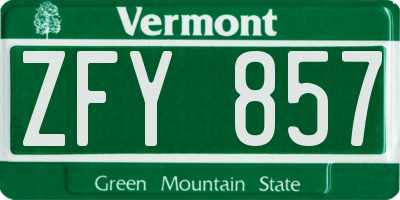 VT license plate ZFY857