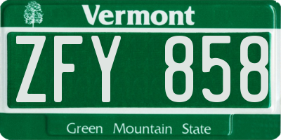 VT license plate ZFY858