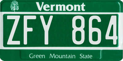VT license plate ZFY864