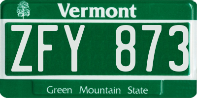 VT license plate ZFY873