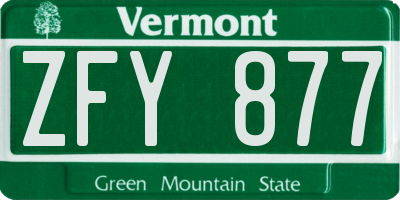 VT license plate ZFY877