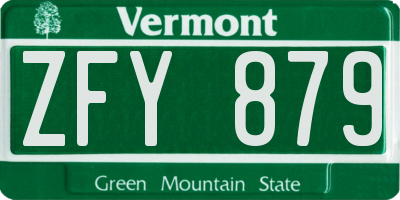 VT license plate ZFY879