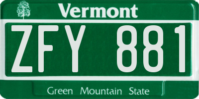 VT license plate ZFY881