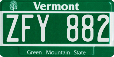 VT license plate ZFY882