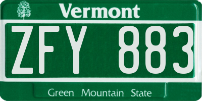 VT license plate ZFY883