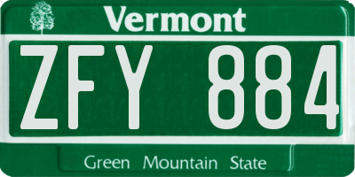 VT license plate ZFY884