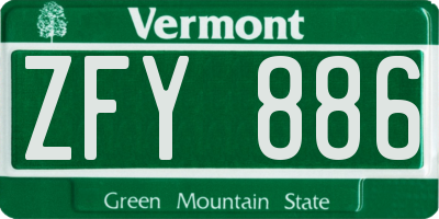 VT license plate ZFY886