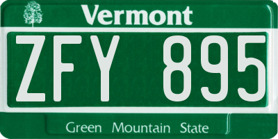 VT license plate ZFY895