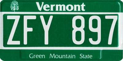 VT license plate ZFY897