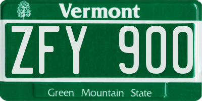 VT license plate ZFY900