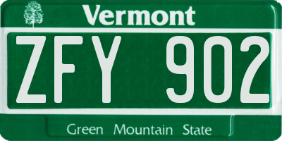 VT license plate ZFY902