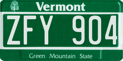 VT license plate ZFY904