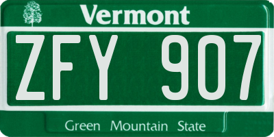 VT license plate ZFY907